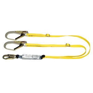 MSA Fall Protection - - MSA 10072475 Workman 6' Adjustable Double-Leg  Lanyard: (2) 2 1/2 Rebar Hooks (1) 3/4 Snap Hook
