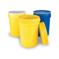 EAGLE 40 Gallon Metal Lever-Lock Lab Pack Plastic Barrel Drum, Yellow