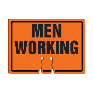 ACCUFORM FBC754 10" x 14" .060" Plastic Orange Double-Sided MEN WORKING Cone Top Warning Sign
