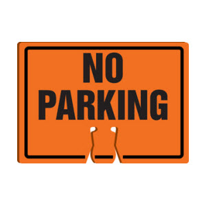 ACCUFORM FBC756 10" x 14" .060 Plastic Orange Double-Sided NO PARKING Cone Top Warning Sign